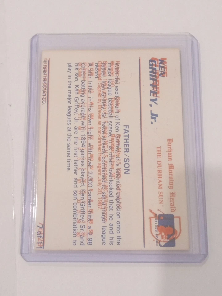 Tarjeta de novato Star Company Ken Griffey Jr 1989 mal impresa 1/1 casi como nueva como nueva Foto 2 de 4