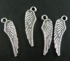 40pcs Tibetan Silver Angel Wings Charms Pendants 26.5x7.5x2mm 13158