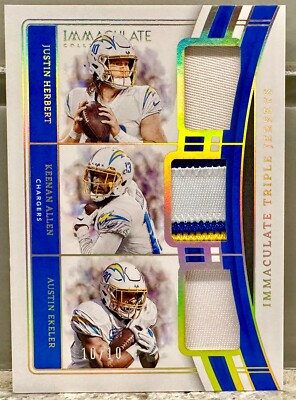 JERSEY # MATCH! 2023 Immaculate Gold Justin Herbert/Allen/Ekeler 10/10! (1/1)!
