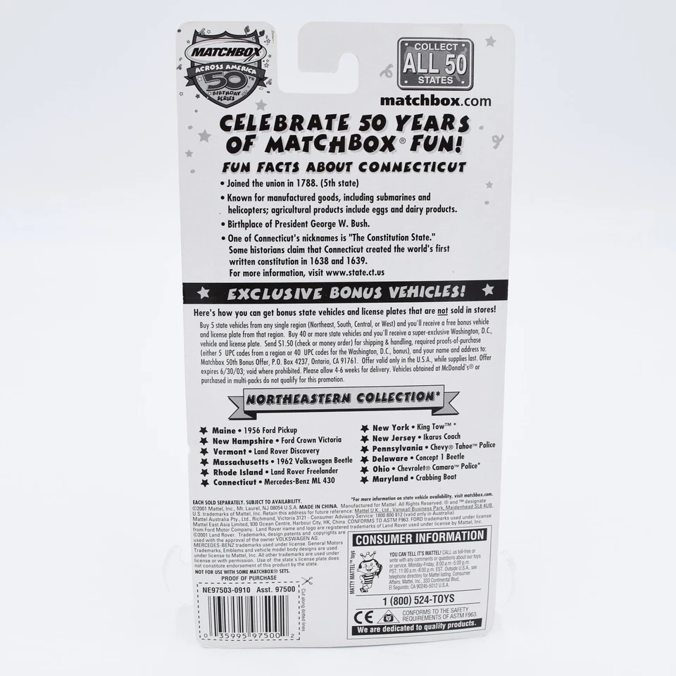 Matchbox Across America 50th Birthday Connecticut CT-005 Mercedes-Benz ML 430 - Image 3 of 3