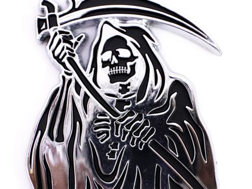 3D Grim Reaper Chrome Skull Badge Auto Emblem Flat Surface Metal Car Decal - Bild 9 von 9