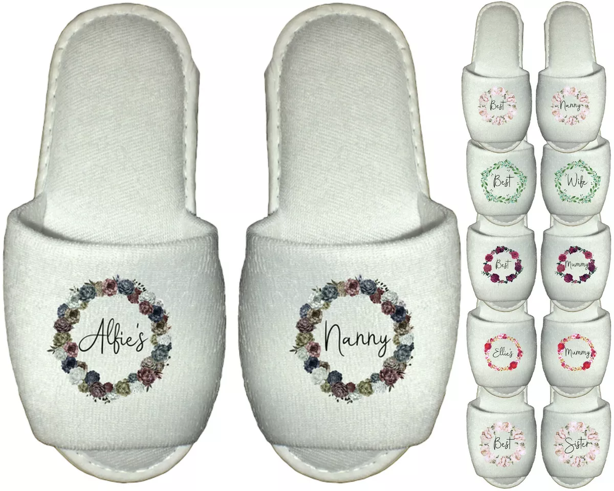 Best Grandma Spa Slippers Personalised Nanny Nan Nana Granny Succulents Flowers
