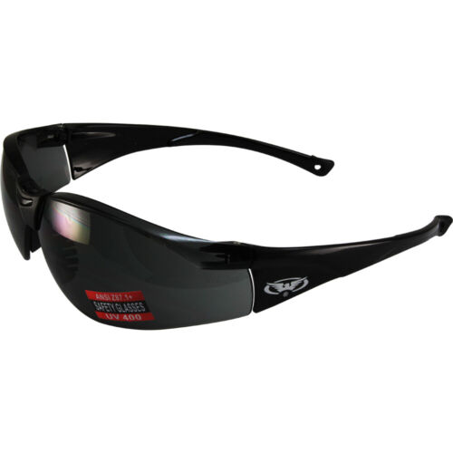 2 Pairs Cruisin Safety Glasses Black Frame Smoke Lens Blue Frame + Lens - Picture 2 of 3
