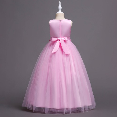 Kids Flower Girl Dress Tulle Evening Dress Wedding Bridesmaid Party Ball Gown - Picture 13 of 57
