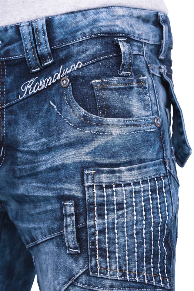 Jeans Uomo Kosmo Lupo Cargo Star Pantaloni Denim Zipper Alla Moda - Foto 10