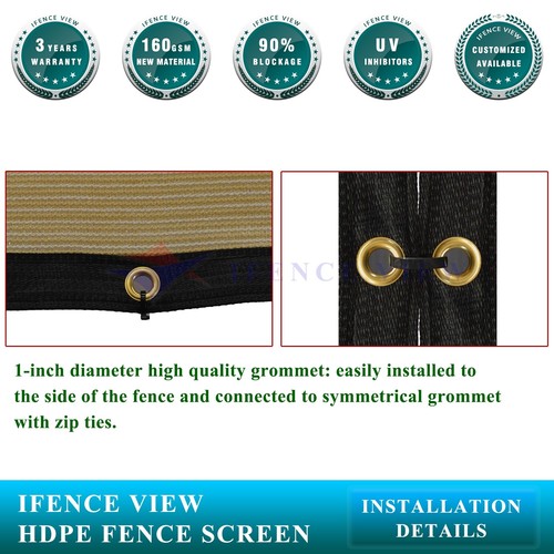 Ifenceview 13 FT Width Beige Fence Privacy Screen Mesh Awning Canopy Patio Top - Picture 4 of 8