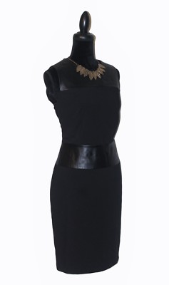 NWOT Calvin Klein Faux Leather Trim Dress - Sz 8 - | eBay NWOT Calvin Klein Faux Leather Trim Dress - Sz 8 - | eBay