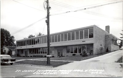 RPPC St. Johns Lutheran Parish Hall School, Edgerton, Wisconsin - Photo Postcard