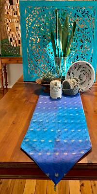 2m Table Runner - Blue Sari Fabric | eBay Australia