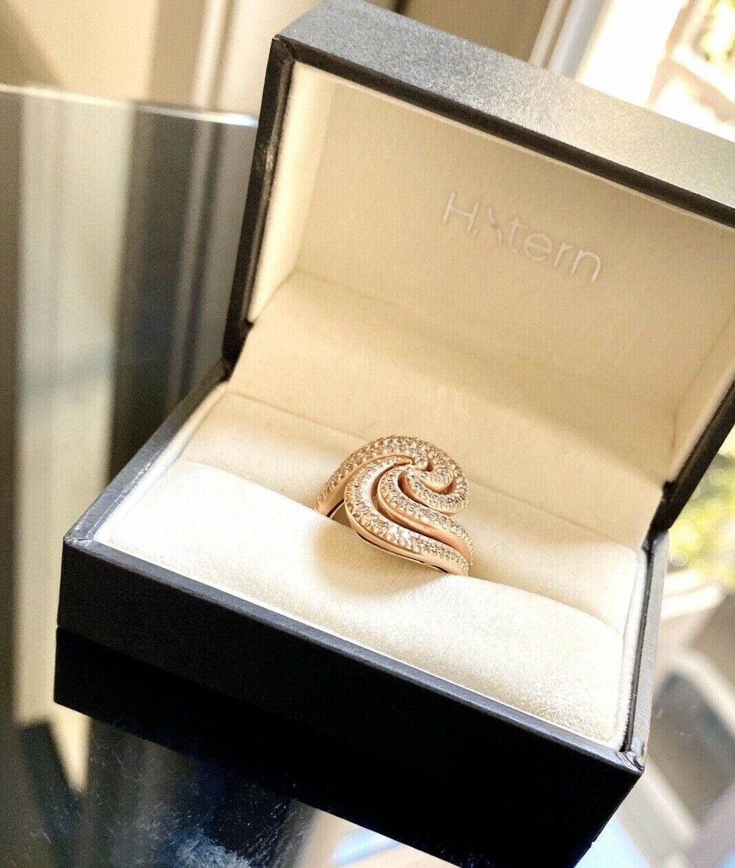 $6,300 H. Stern IRIS 18K Rose Pink Gold Pave Diamonds Designer Ring 6.5 ...