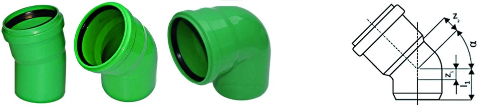 KG 2000 Rohr, KG  Muffe Stopfen Übergang Bogen Abzweig Dn100 bis DN 250 grün - Bild 3 von 4