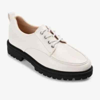 Journee Collection Women Zina Oxford Lace-Up Lug Sole Loafer Shoes Size 8