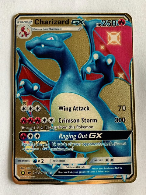 NEW Charizard GX SV49/SV94 Hidden Fates Shiny Custom Gold Metal