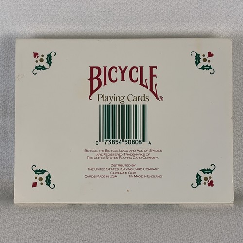 BICYCLE HOLIDAY PLAYING CARDS, 2 SEALED DECKS IN COLLECTIBLE TIN W/SLEEVE, 1990S - Picture 2 of 7