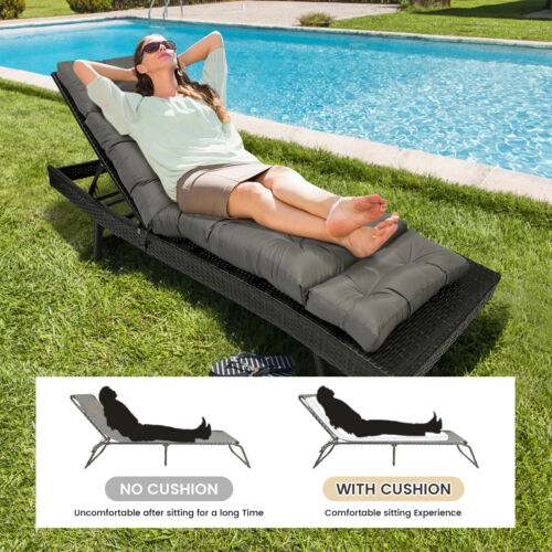 Outdoor Chair Cushion Lounge Chair Cushion Thick Beach Chaise Lounge Cushion New - Picture 14 of 60