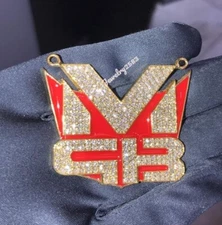 CHRISTMAS GIFT 4 Men's Real Moissanite Enameld Custom Made Pendant 925 Silver