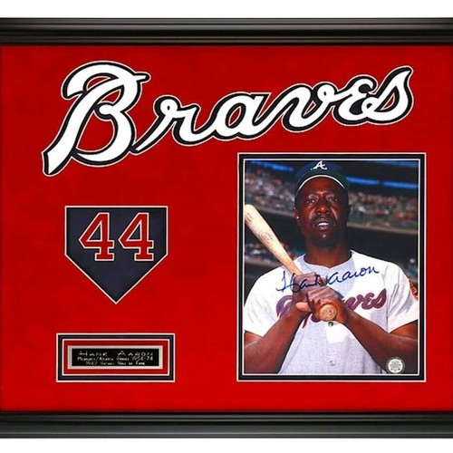 Hank Aaron gerahmtes Braves Autogramm Foto Atlanta 44 20x16  - Bild 1 von 3