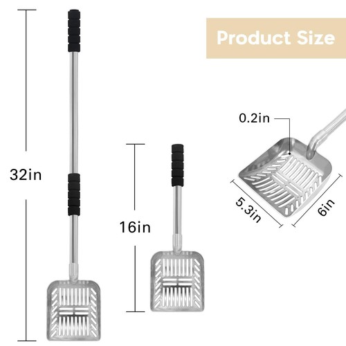 Cat Litter Scoop Metal Cat Litter Scooper Long Handle Cat Scoop Detachable St... - Picture 3 of 7