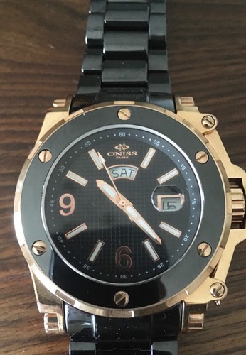 Oniss Paris ON670-MRG Ceramic Case Swiss Quartz Watch - Picture 2 of 6