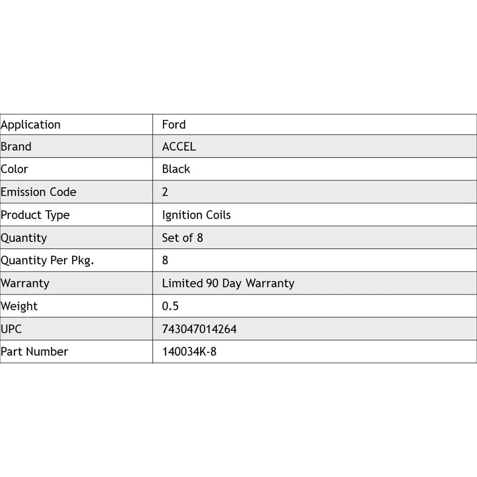 Juego de 8 bobinas de encendido Accel negras para motores modulares Ford 4 válvulas 4,6/5,4 L Foto 4 de 4