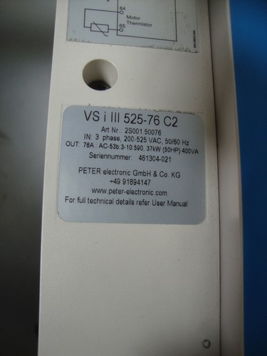 PETER electronic VS i III 525-76  C2 / 2S001.50076 ,37KW Frequenzumrichter  NEW - Bild 3 von 9