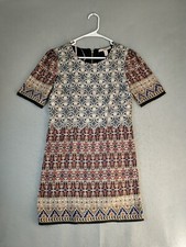 Forever 21 Womens Dress XS Multicolor Floral Round Neck Short Sleeve Back Zip