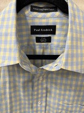 Paul Frederick 17-32 Plaid Check Long Sleeve Shirt Finest Long Staple Cotton