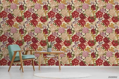 3D Retro Peony Floral Self-adhesive Removable Wallpaper Murals Wall 110