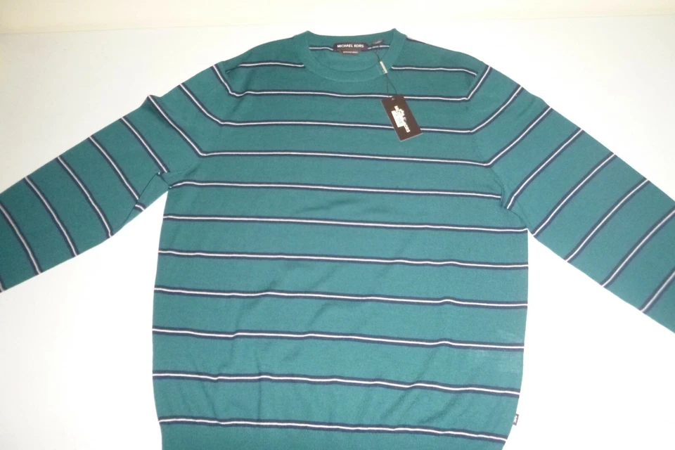 michael kors suéter de punto merino extra fino cuello redondo diseñador para hombre -XL -VERDE Foto 2 de 4