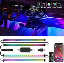 Nilight RGBIC 72 LED USB Interior Strip Lights DC 12V with App RF Remote Control