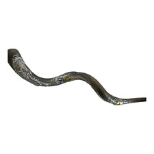 Shofar Yemenite Kudu Horn 38'' With Sterling Silver Plated 3D Jerusalem Curved