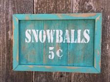 Ski Cabin Sign SNOWBALLS 5c Wall Porch Home Decor Reclaimed Wood Handmade 11x7"