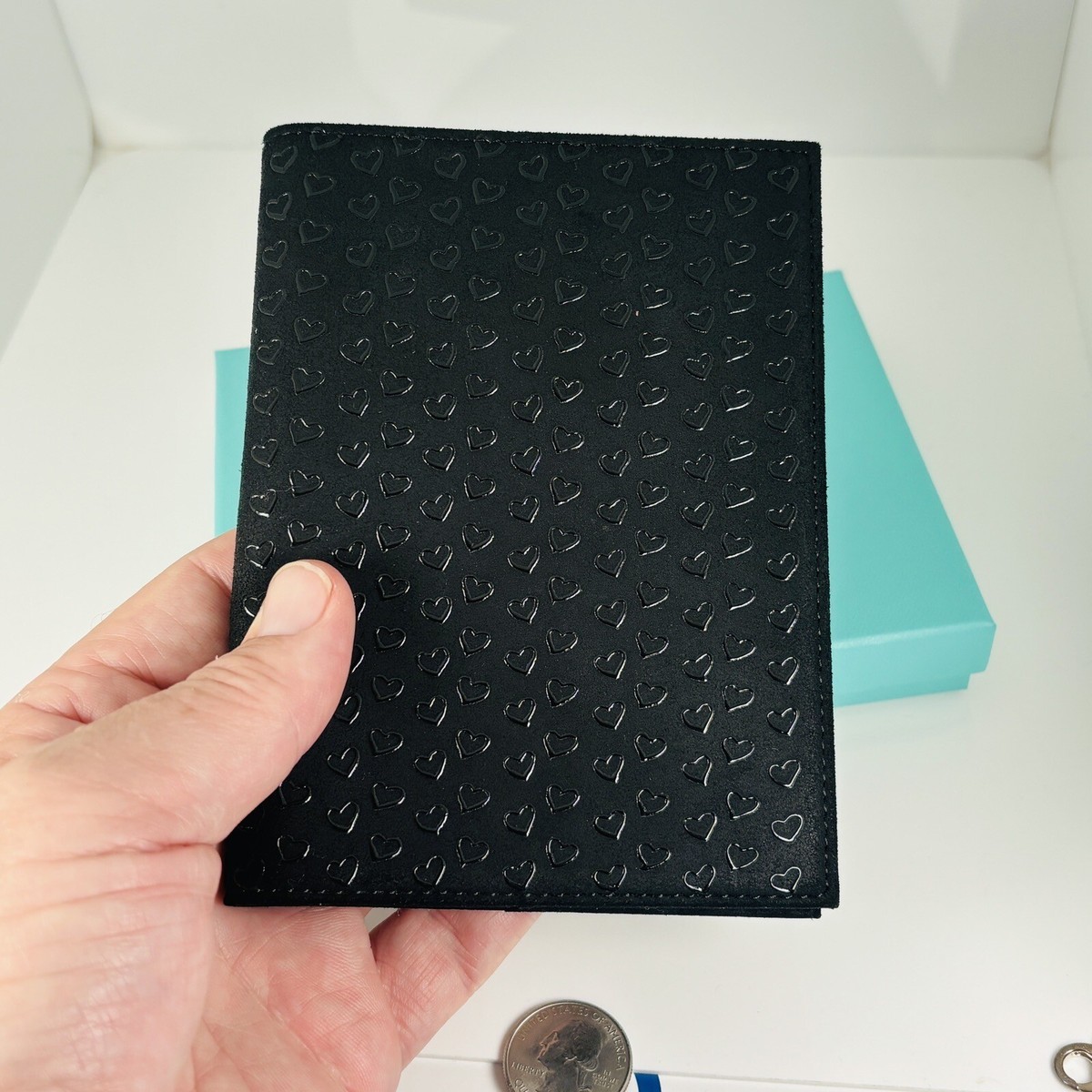 Tiffany & Co Open Hearts Bifold Wallet in Black Leather by Elsa