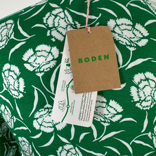 NWT BODEN Jersey Midi V Neck Babydoll Dress White & Green Floral Print Sz 4P - Picture 8 of 12