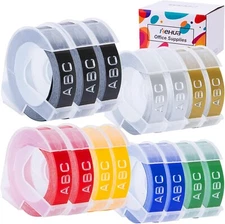 HEHUA 15-Pack 3/8 Embossing Label Tape Compatible Dymo 3D Plastic Embossing Tape