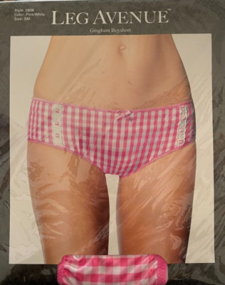 Leg Avenue Gingham Boyshort Panties Style 2806 Pink/White Size S/M