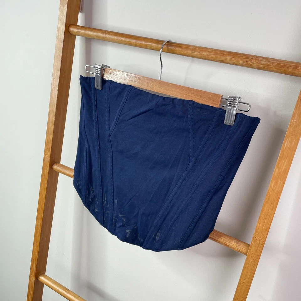 Top corsé zorro blanco para mujer mediano azul marino malla sin tirantes deshuesado sin mangas Foto 3 de 4