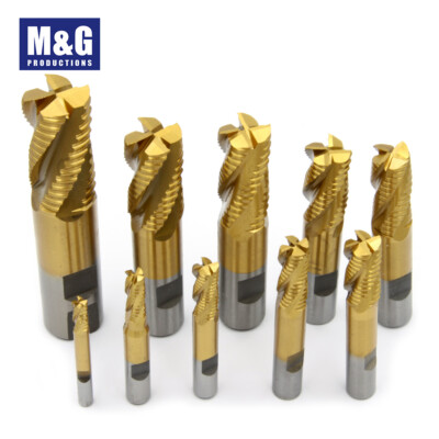 Super Strong HSS (M2) Roughing End Mill Set 6MM-25MM,Coated TiN