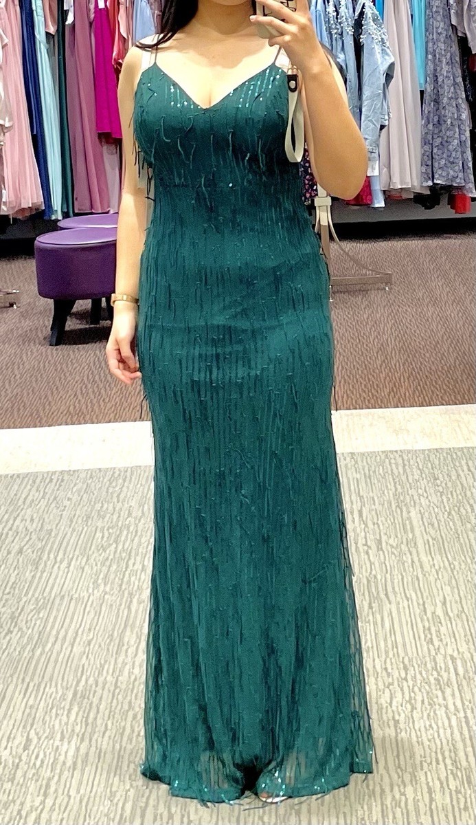 david's bridal green sequin dress Neon Sequin Swirl Tank Sheath Dress