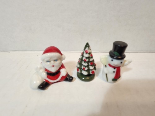 Vintage Babbo Natale e Albero di Natale Miniatura Osso Snow Man Insetto Casa Made in Japan - Foto 3 di 6