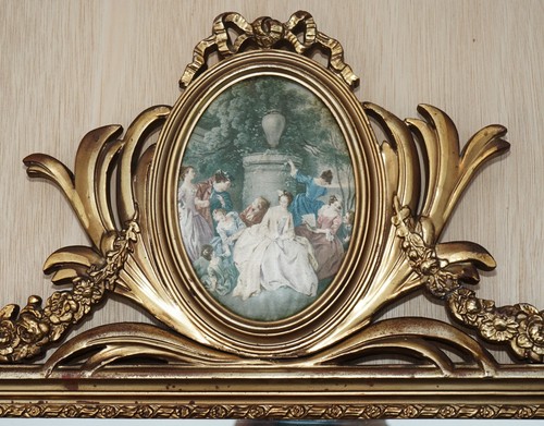 VINTAGE MID CENTURY MODERN FRENCH PORTRAIT PANELLED MIRROR WITH ORIGINAL GLASS - Picture 5 of 16