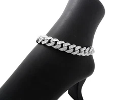 12mm 12" ICE BLING MIAMI CUBAN CHAIN ANKLET