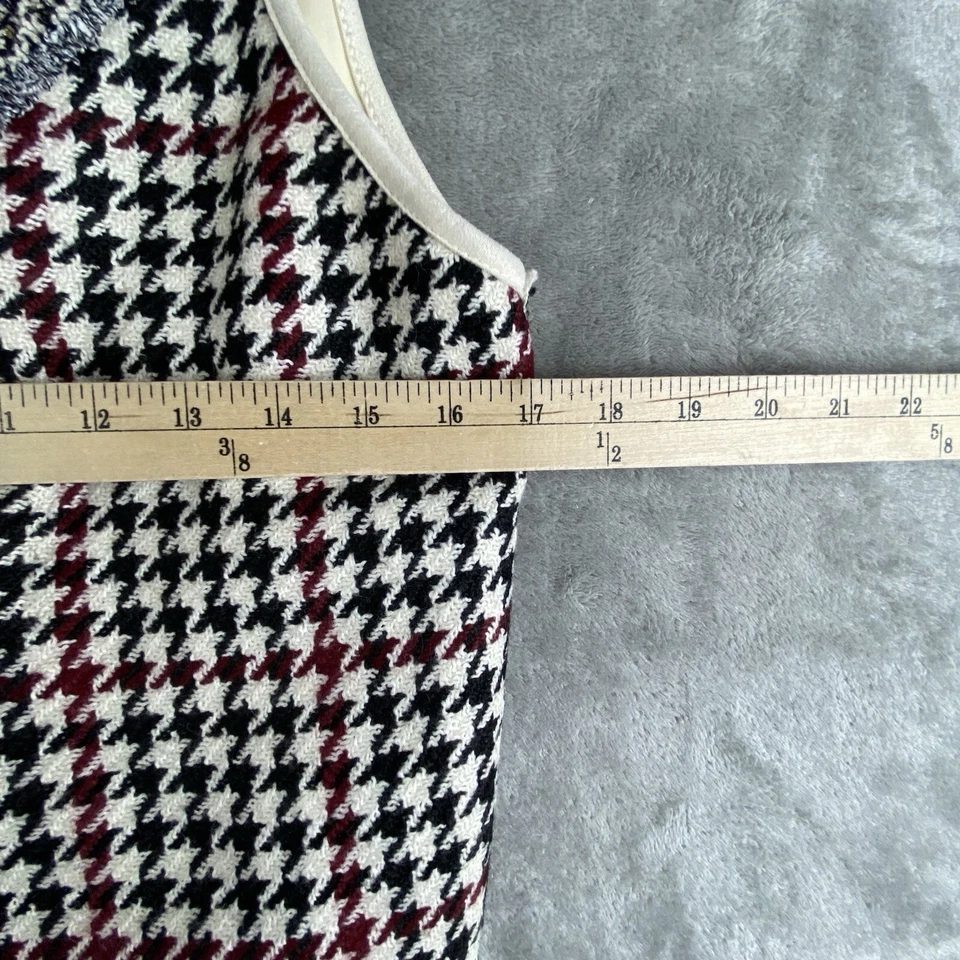 Camiseta Zara Tank feminina grande creme preta vermelha Houndstooth tweed camurça sintética - Imagem 3 de 4