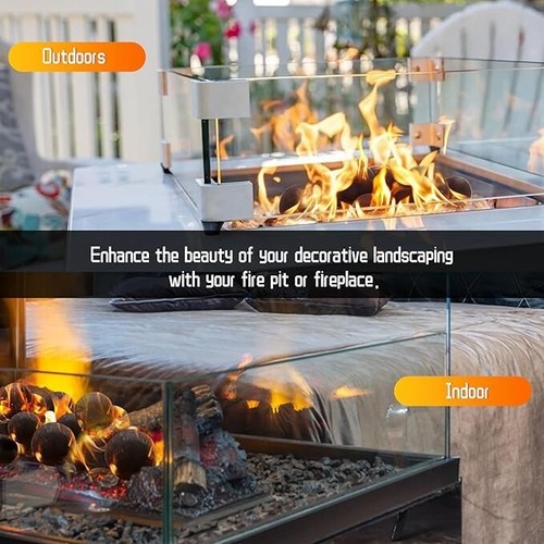 Reusable Ceramic Fire Balls for Gas Fireplace /Indoor/ Outdoor Fire Pits Set4 6" - Picture 5 of 6