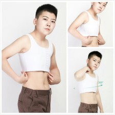 Lesbian Les Breast Chest Binder Tomboy Crop Hook Vest Tank Top Front Buckle Cosy