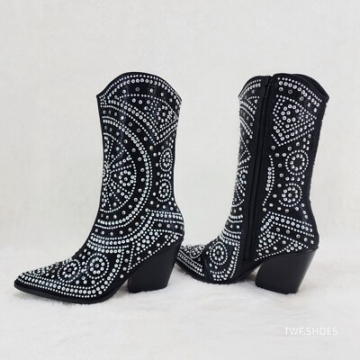 Country Scandal Studs Rhinestones Decked Out Western Cowgirl Boots