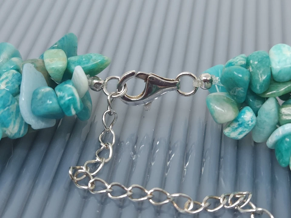 Colar vintage de prata esterlina com contas de amazonita caídas 19" - Imagem 3 de 4