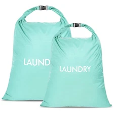 2 Pack Travel Laundry Bag Nylon Washing Bags for Laundry Roll Top Wet Dry Bag...