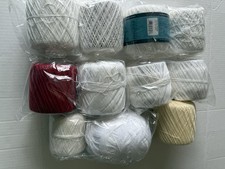 Crochet String Cord 1 New And 7 Used White, Red, Light Yellow