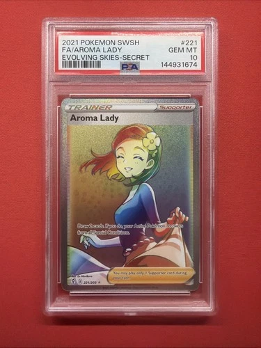 Aroma Lady (Secret)  Pokemon 221/203 SWSH07: Evolving Skies Holo PSA 10
